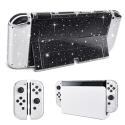 Glitter Transparent Clear Shockproof Protective Hard Shell Case Cover Skin for Nintendo Switch Oled Accessories Dockable Case