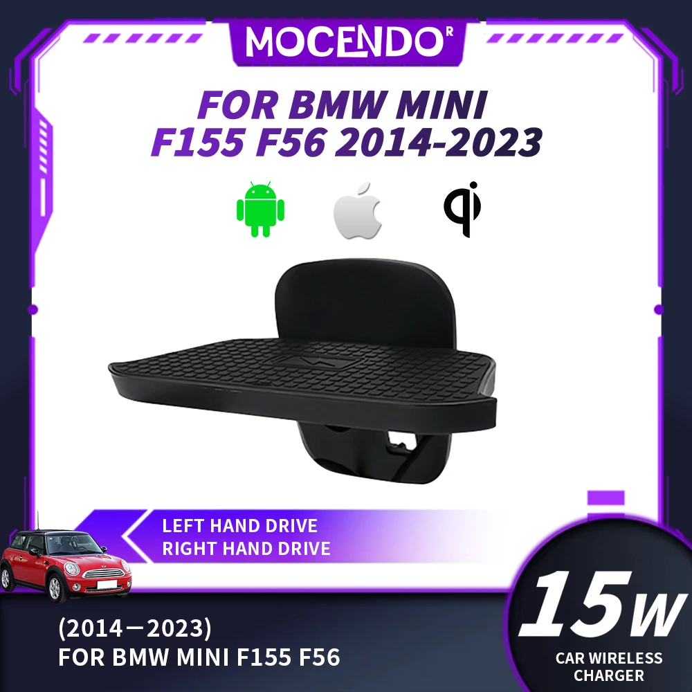 For QI Car Wireless Charger for BMW Mini One Cooper S Hatch F55 F56 2014-2023 Wireless Onboard Car Charging Pad Accessories