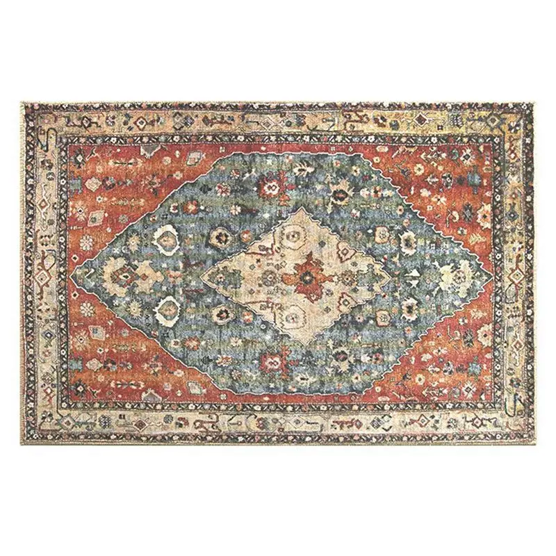 A96K-2X Distressed Entryway Rug Doormat Bohemian Faux Wool Floor Carpet For Indoor Front Entrance Kitchen Bathroom Number 5
