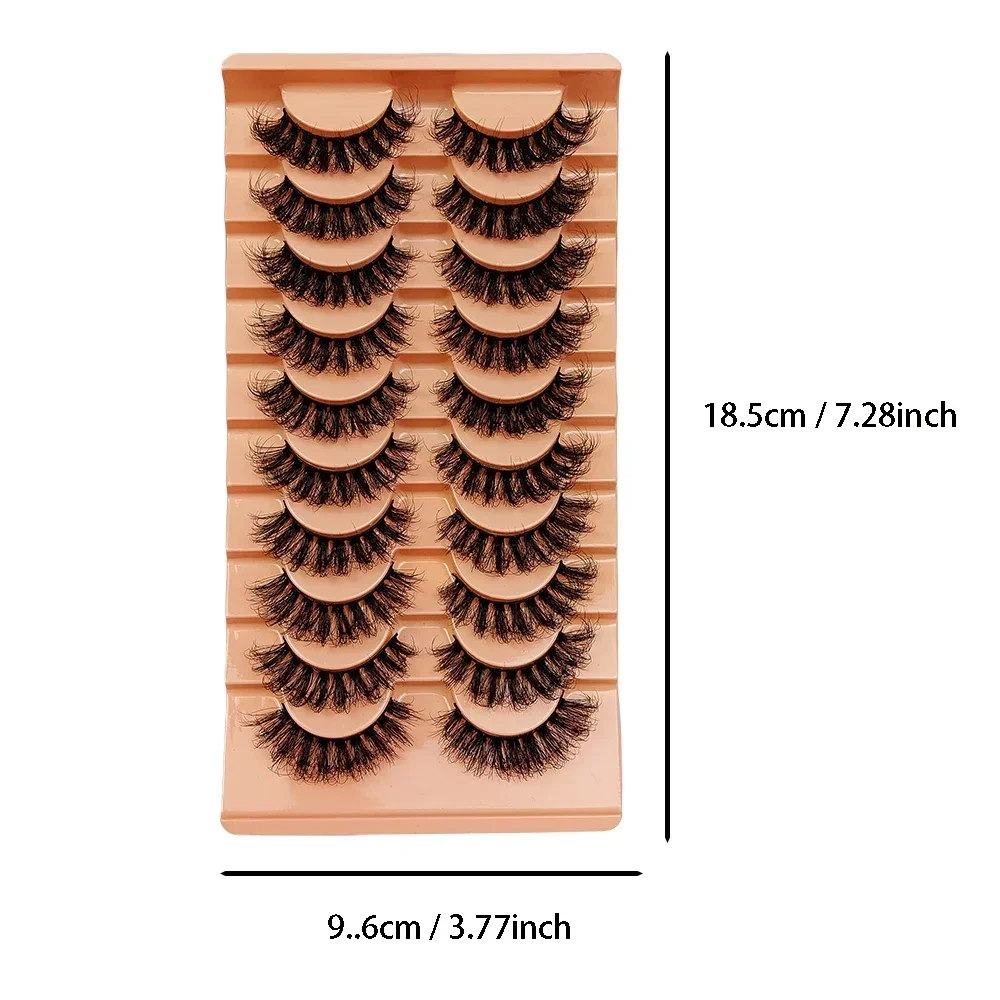 10 Pairs Russian Strip Lashes Dramatic Fluffy False Lashes Fake Wispy Look Messy False Eyelashes