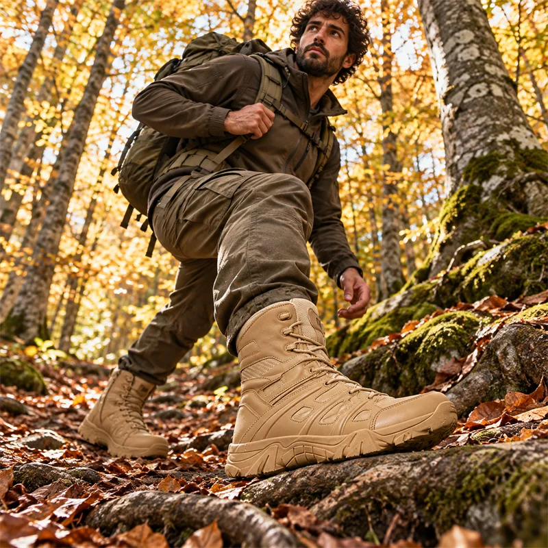 Men New Army Boots Outdoor Waterproof Ultrallight Work Tactical Boots Male Lace Up Camping Anti-Slip High Quality Desert Boot