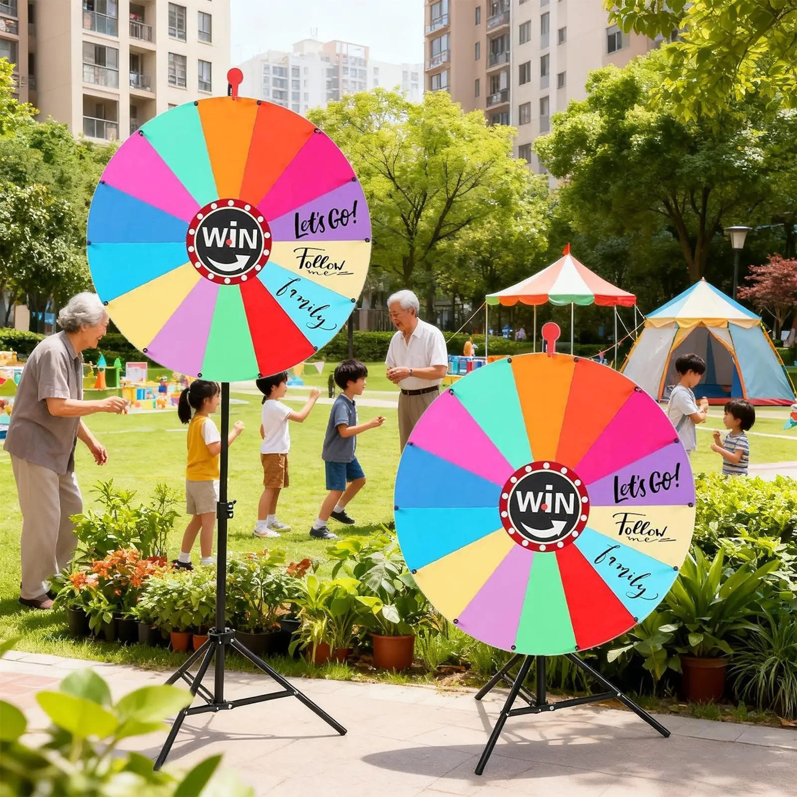 วงล้อหมุนแบบพกพา เครื่องมือสนุกๆ วงล้อเกมขนาดกะทัดรัด สำหรับงานวันเกิด งานคาร์นิวัล ห้องเรียน งานอีเว้นท์ ทั้งในร่มและกลางแจ้ง