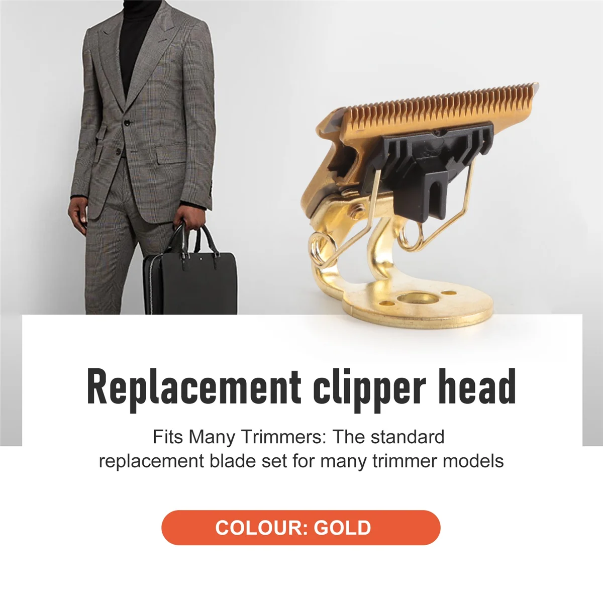 T-Shaped Hair Clipper Blade with Stand T9 Blade Trimmer Replacement Head Replacement Clipper Head Gold