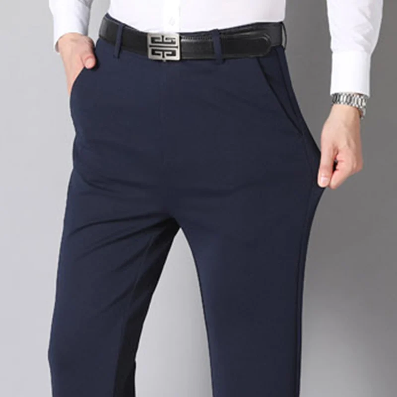 NONE Men's Summer Slim Fit Business Casual Suit Trousers 7