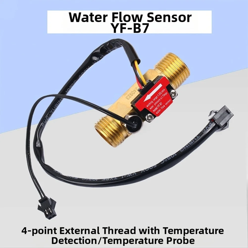 YF-B7 Water Flow Sensor With Temperature Detection 1-25Lmin 175MPa G12 Inch H57 Water Flow Sensor Flow Meter Flow Sensors