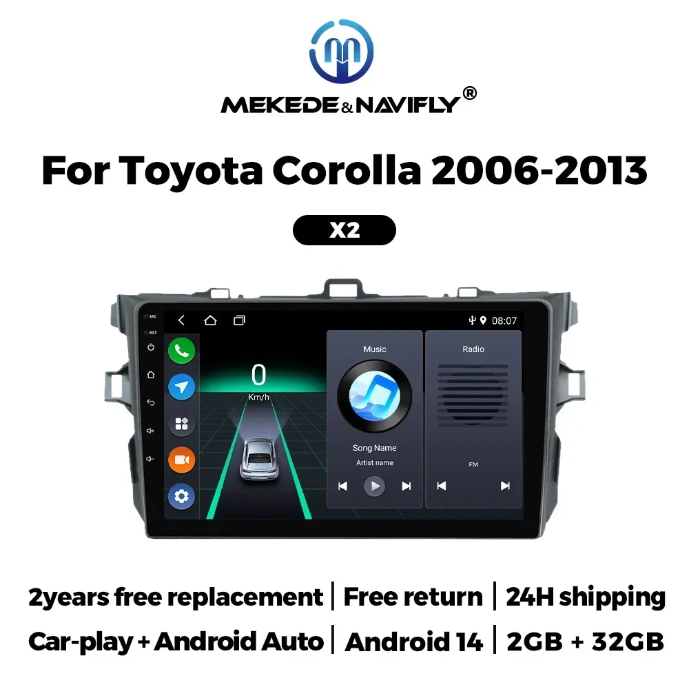 Car Radio for Toyota Corolla E140 150 2006-2013 CarPlay Auto Audio Head Unit IPS Multimedia Video Player GPS Autoradio FM Stereo