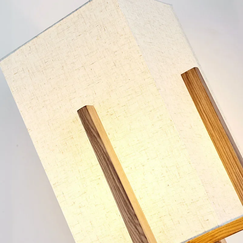 

Japanese Solid Wood Floor Lamp Fabric Art Lampshade Design Led Light Living Room Decoration Home Dining Table Lighting Fixtures