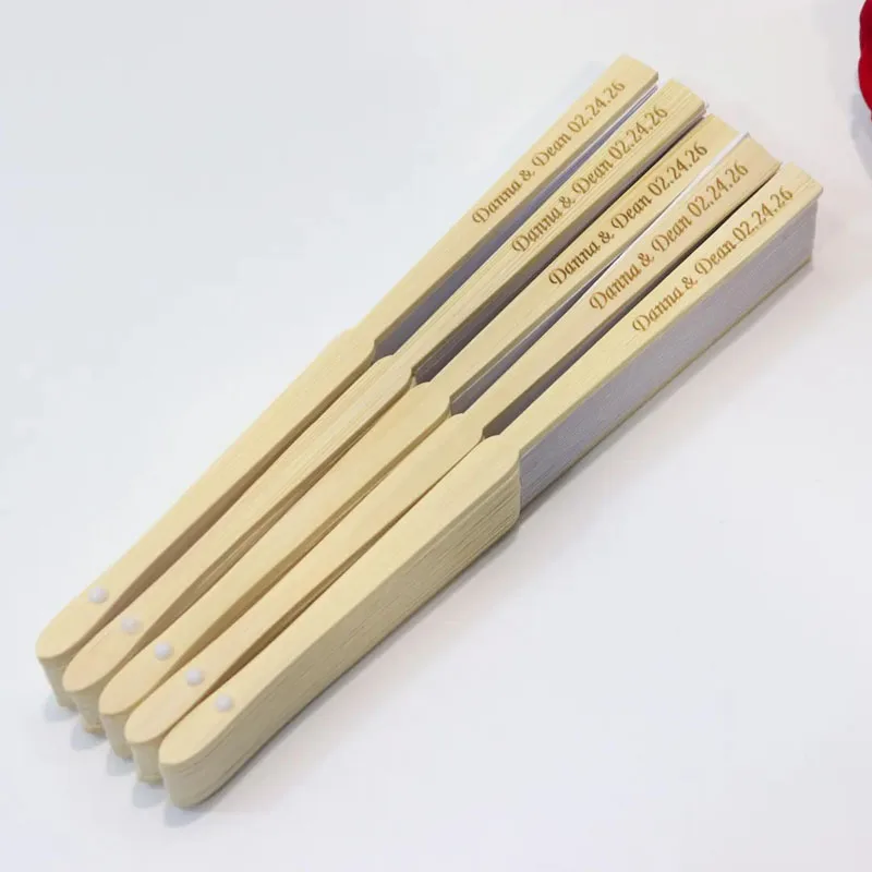 Personalized White Folding Elegant Paper Fan for Wedding Guest Gifts, Foldable Bamboo Hand Fans