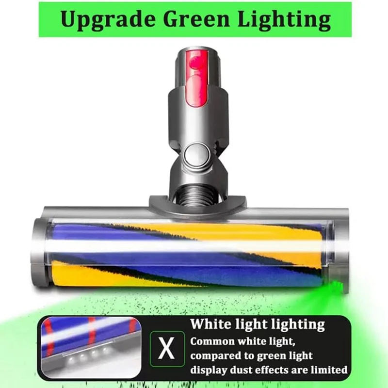 A44F-رولر فرشاة رئيس استبدال ل دايسون V7 V8 V10 V11 V15 أجزاء المكنسة الكهربائية الأرضية الصلبة مع ضوء الغبار الأخضر