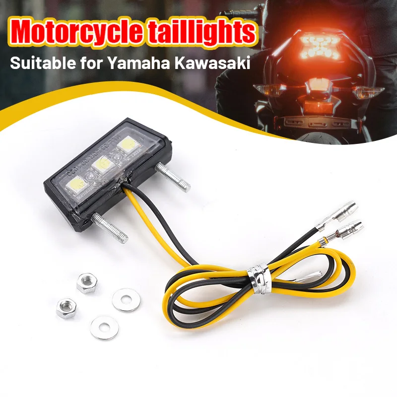 

1/2pc 12V LED Motorcycle taillights Waterproof Motorcycle License Light License Plate Rear taillight for Yamaha Kawasaki