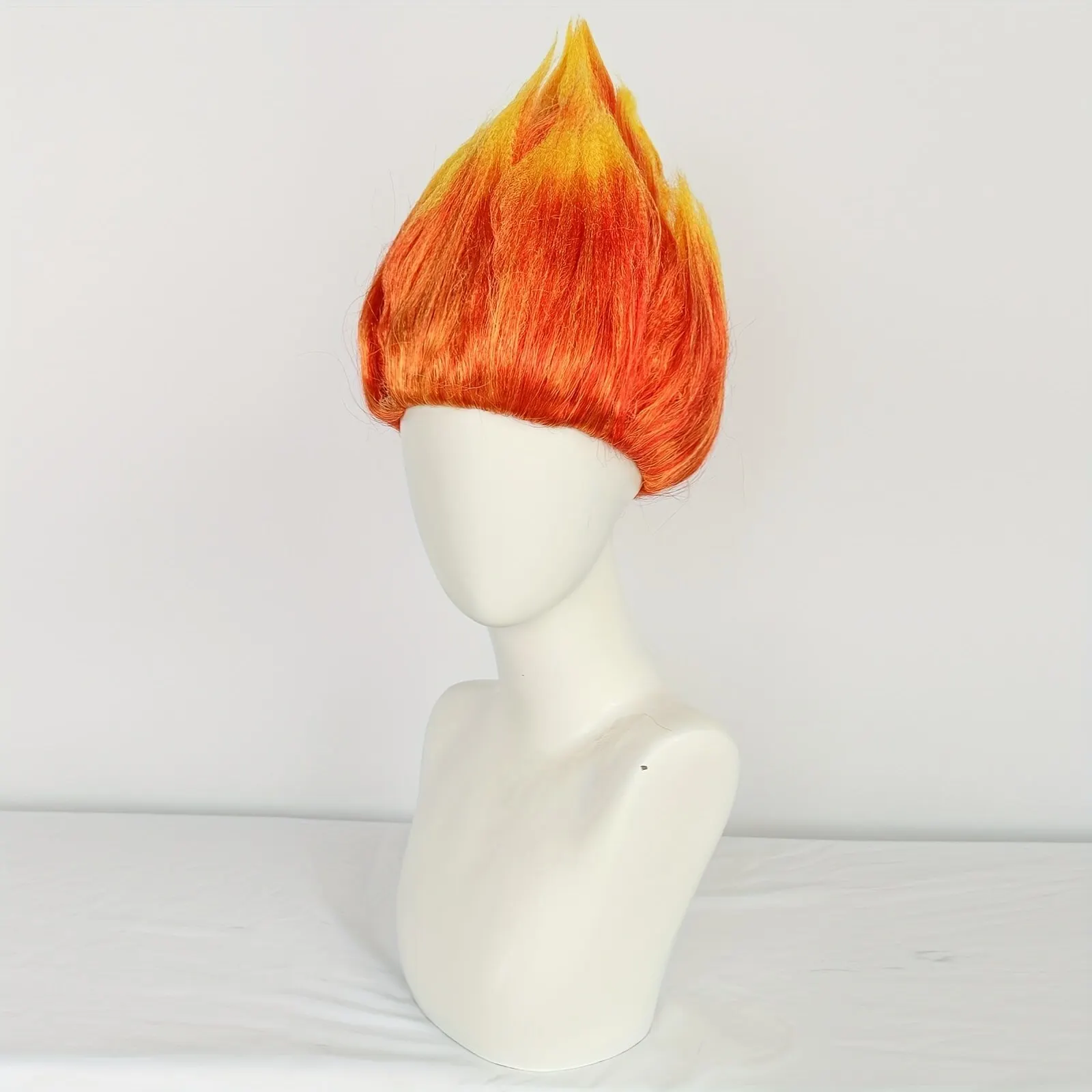 Flame Costume Synthetic Wig Pre-Styled Anger Fire Wig Two Tone Orange and Yellow Stylish Flame Wig Spiky Halloween