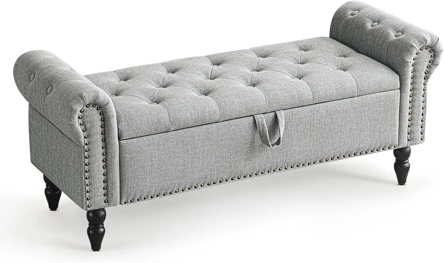 51” Bedroom Bench, End of Bed Bench with Button-Tufted Large Upholstered Storage Bench Ottoman Linen Window Bench with Storage S