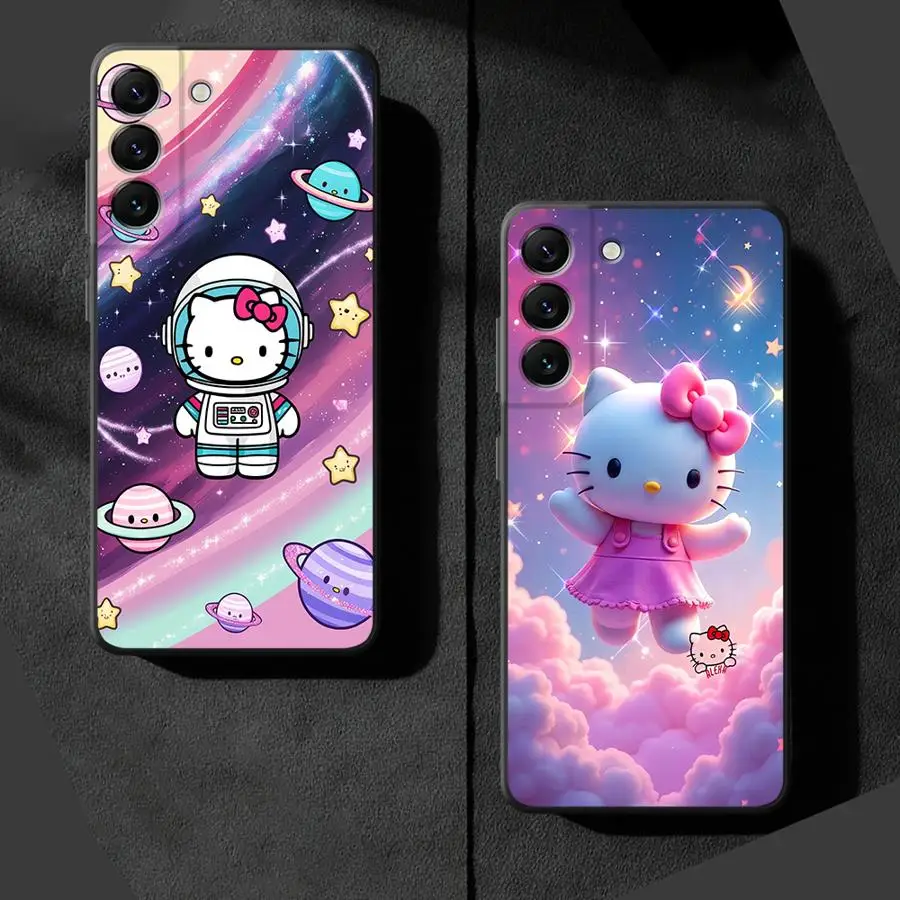 أسود لينة غطاء الهاتف حقيبة لهاتف سامسونج غالاكسي A36 A24 A55 A22 A52 A32 A26 A72 A25 A71 A51 A73 A41 A23 A53 A35 لطيف سانريو مرحبا #3