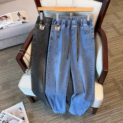 Artı boyutu 8XL 140kg kadın Harem pantolon yüksek elastik bel pilili pantolon cepler ince ince bayanlar ayak bileği uzunluğu gevşek pantolon