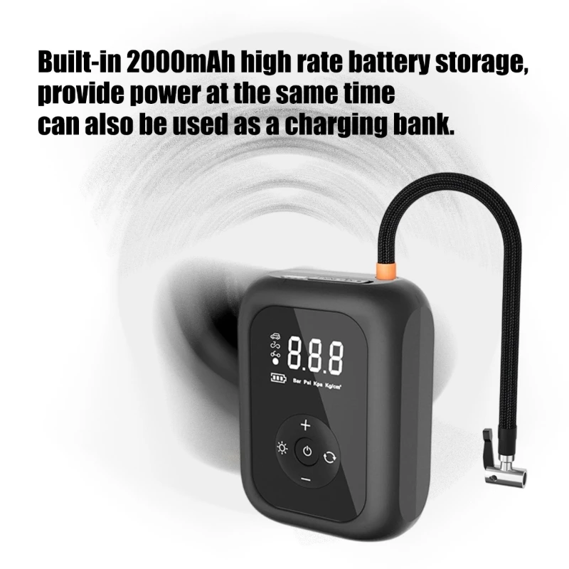  Small Wireless Tire Pump With Illuminating Light And Manual Button Operation For Emergency Situations