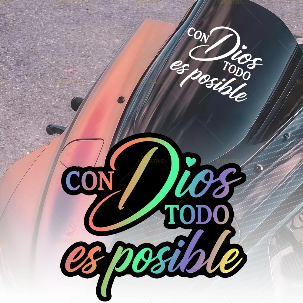 

Наклейка с испанской религиозной цитатой CON DIOS TODO ES POSIBLE, водонепроницаемая виниловая наклейка для мотоцикла, автомобиля, окна, топливного бака, багажника