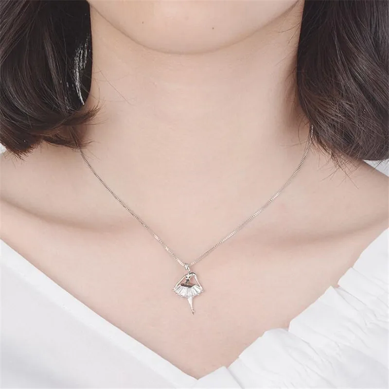 Uini-Tail new listing 925 Tibetan silver sweet ballet dancer dancing girl micro-inlaid necklace fashion trend sweet jewelry