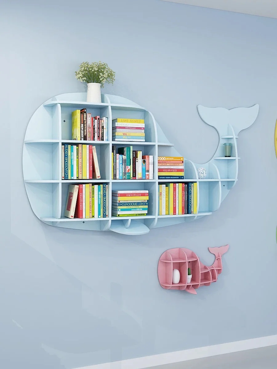 Whale Creative Shelf Wall Bookshelf Children's Cartoon Picture Book Shelf