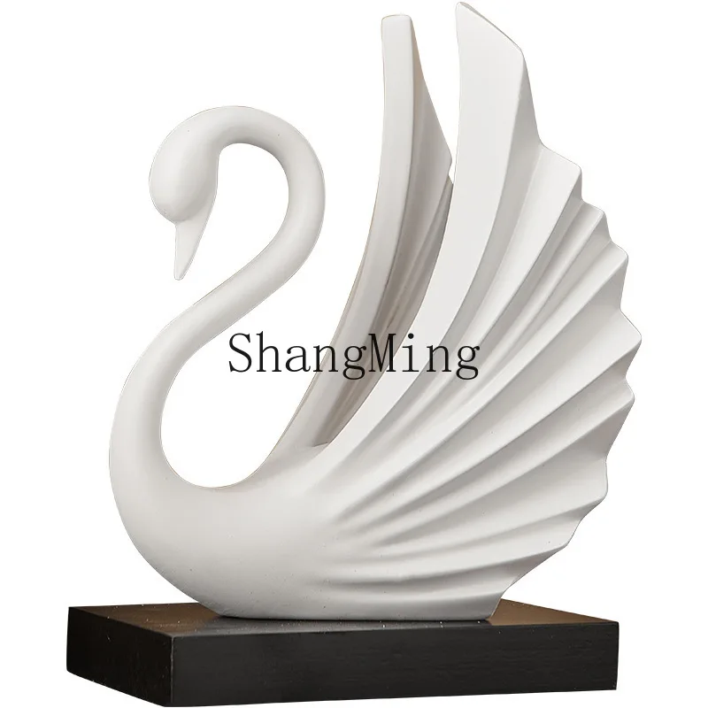 

Декоративная фигурка лебедя из смолы DSA, простое художественное изделие для гостиной, винного шкафа, спальни, подарок для пары, украшение.