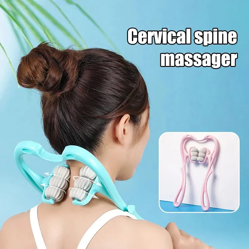 Cervical Neck Massager, Manual Neck Clamp Multifunctional Kneading Roller 6-Ball Shoulder And Neck Relaxation Massager