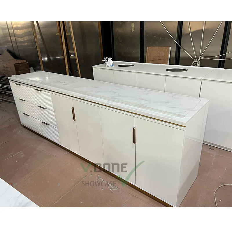 Custom. customized Luxury Wooden Cosmetic Store Furniture Skin Care Shop Interior Decoration Design Make Up Display Cabinet