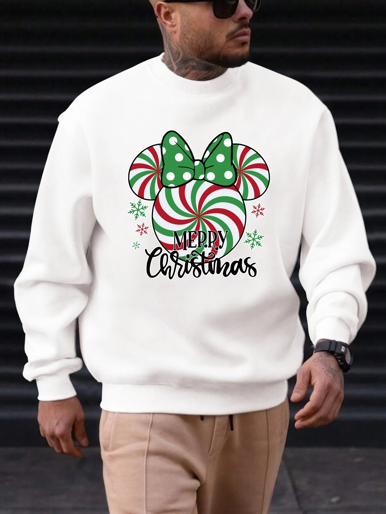 

2025 New Sweatshirt For Men's MERRY CHRISTMAS Pattern Printing Cotton Round Neck Fashion Casual High Quality Daily Top Clothing