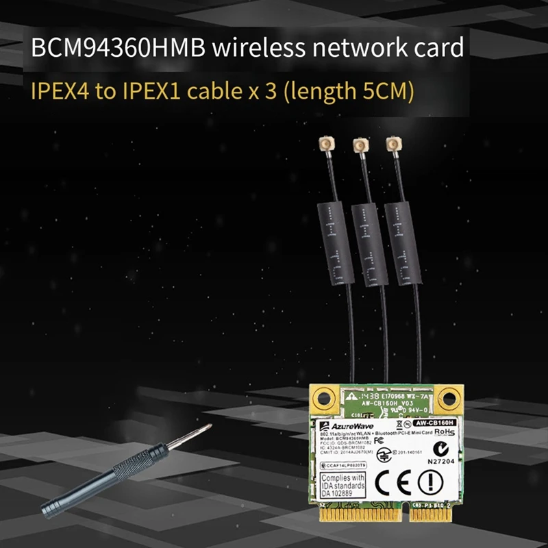 Чип Broadcom NIC BCM94360HMB Ноутбук Gigabit AC1300M Bluetooth 4.0 Беспроводная сетевая микросхема Интерфейс PCI-E NIC