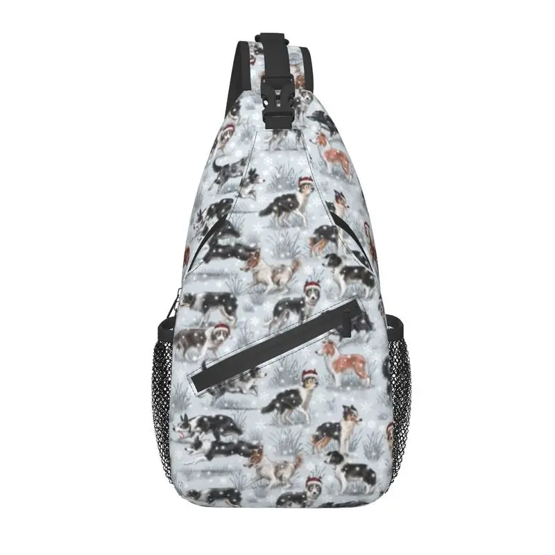 Collie Border-mochila cruzada de hombro para hombre, bolso de pecho personalizado para mascota, Animal, lindo, Navidad, ciclismo, Camping, Daypack