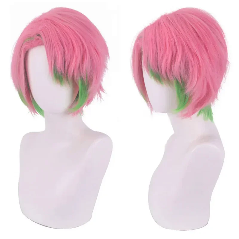 Anime demon slayer kanroji mituri Cosplay Wig Men Women pink short heat resistant synthetic hair Halloween accessories wigs MN1