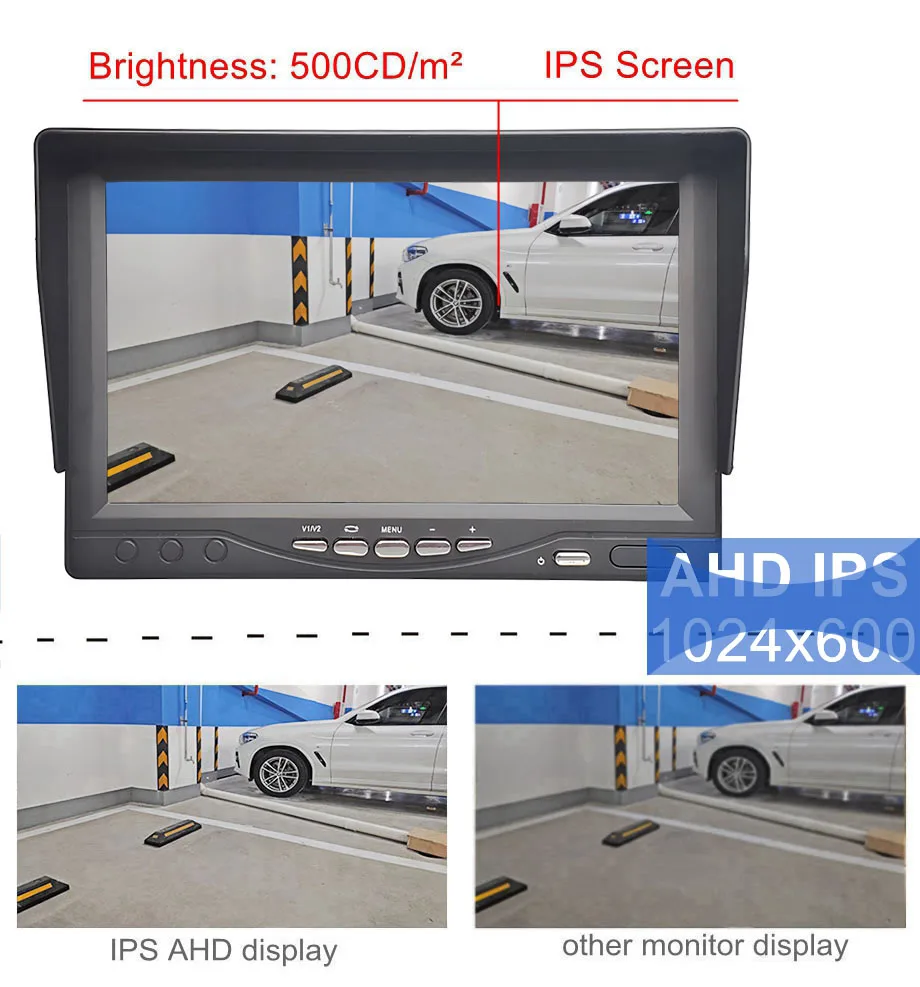 SMALUCK 2CH DVR Car Rear View Monitor 7-inch AHD IPS Video Recording Support 720P 1080P AHD CVBS Camera