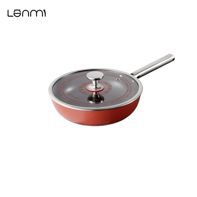 

LANMI 28cm Frying Pan Nocturne Record Cast Iron-Z18 Easy Clean Non-stick Pan for Busy Kitchen Frying Pan with Lid Stir-fry Wok