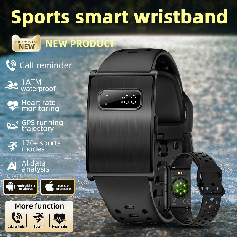 

LIGE GPS Trajectory Smart Bracelet AI Health Fitness Tracker Blood Pressure Monitor Waterproof Smart Watches Time Display Sports