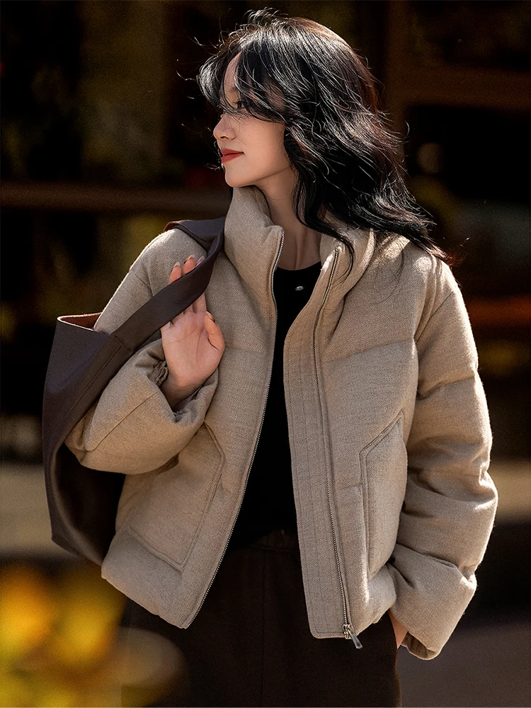 

Куртка XiaoHanGe TooFey Snow Cr 95 из белого гусиного пуха с воротником-стойкой, свободного кроя, для женщин, теплая, для повседневной носки