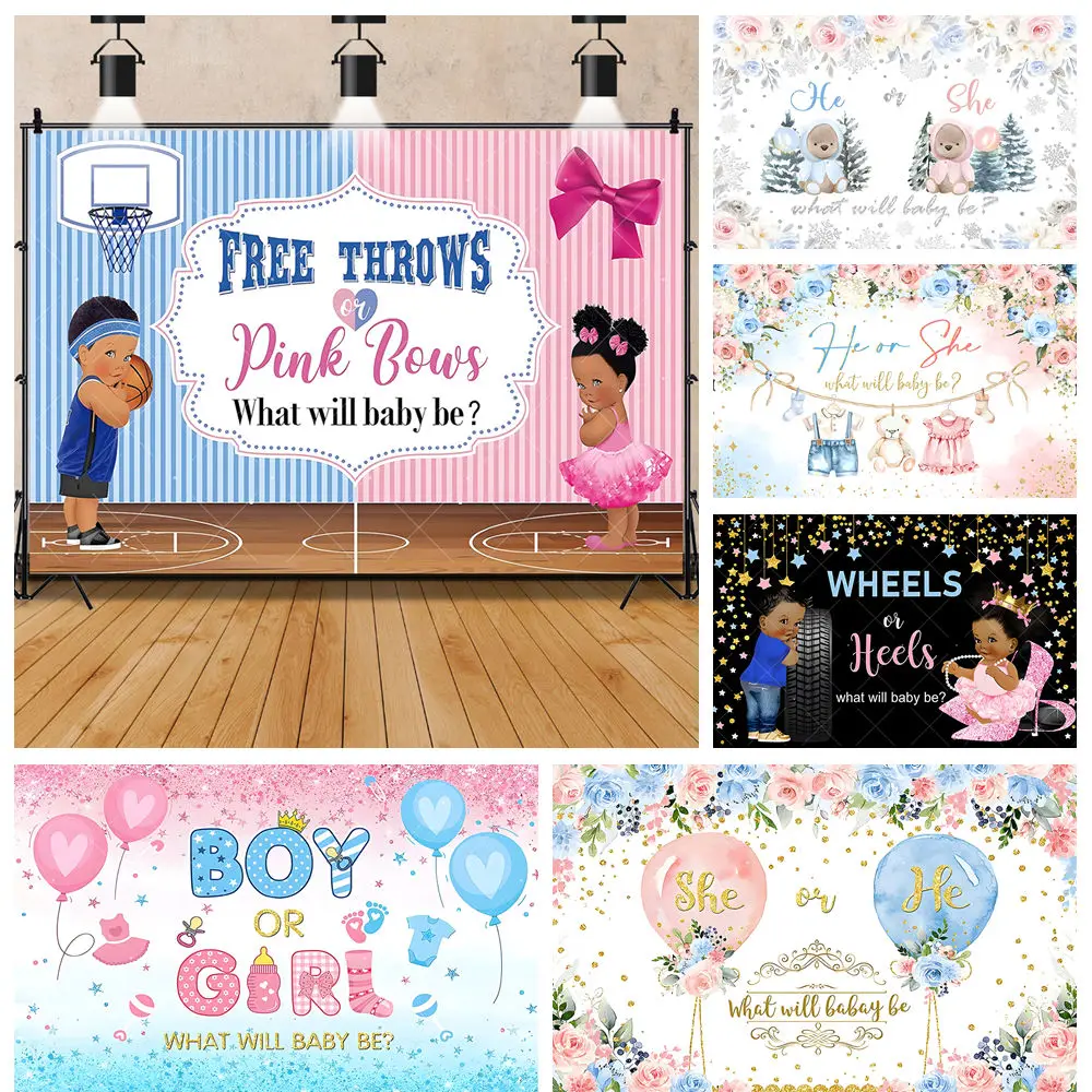 

Cartoon Boy Girl Gender Tips Kid Boy Girl Birthday Party Baby Shower Backdrop Custom KidRoom Photography Poster Decor Background