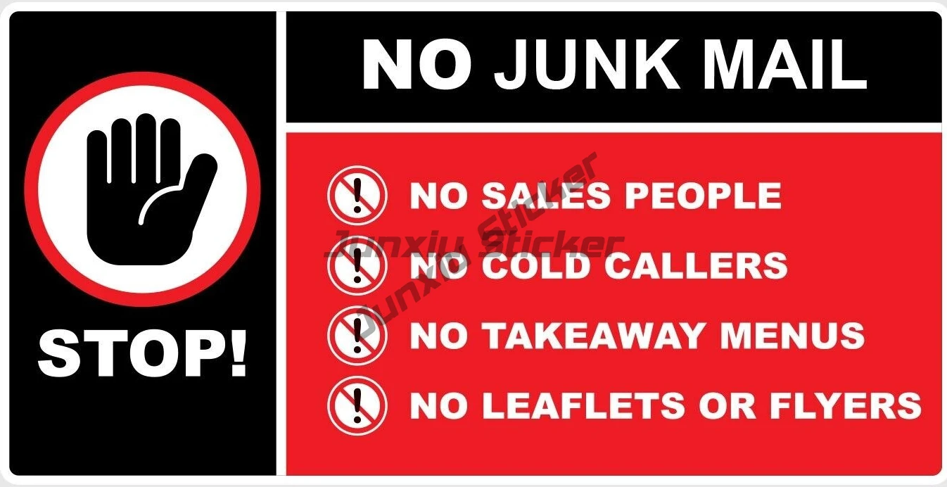 

Stop No Junk Mail Letterbox Sign Stickers Front Door No Cold Calling Warning