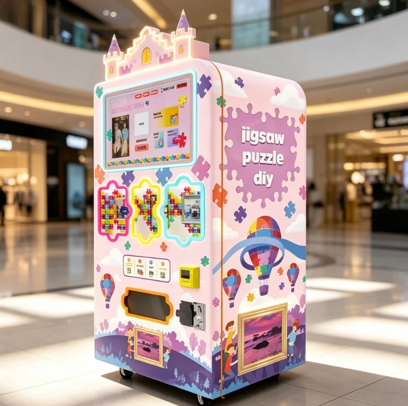 Commercial Touch Screen Self‑Service Automatic Custom Jigsaw Puzzle Vending Machine for Amusement Park Events Business