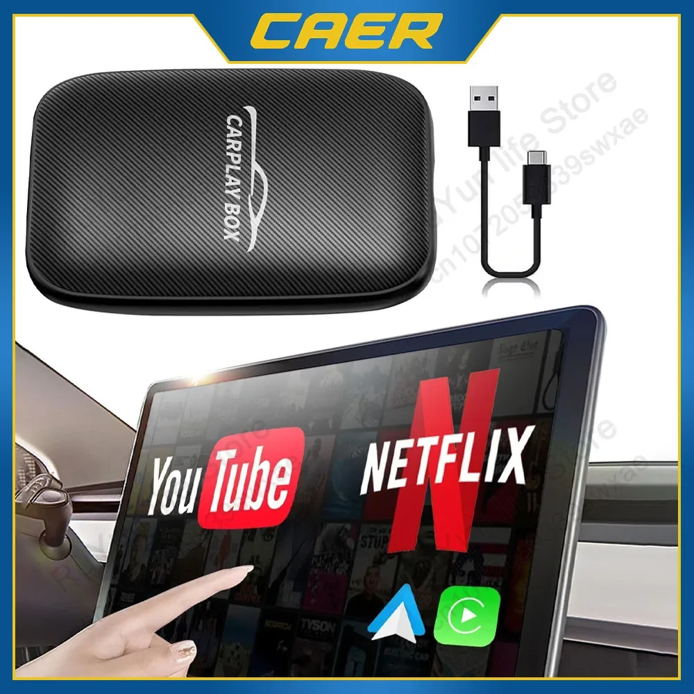 Smart Video Box 3 in 1 Wireless CarPlay Android Auto Adapter TV Game Multimedia Video Converter with Built in Netflix YouTube