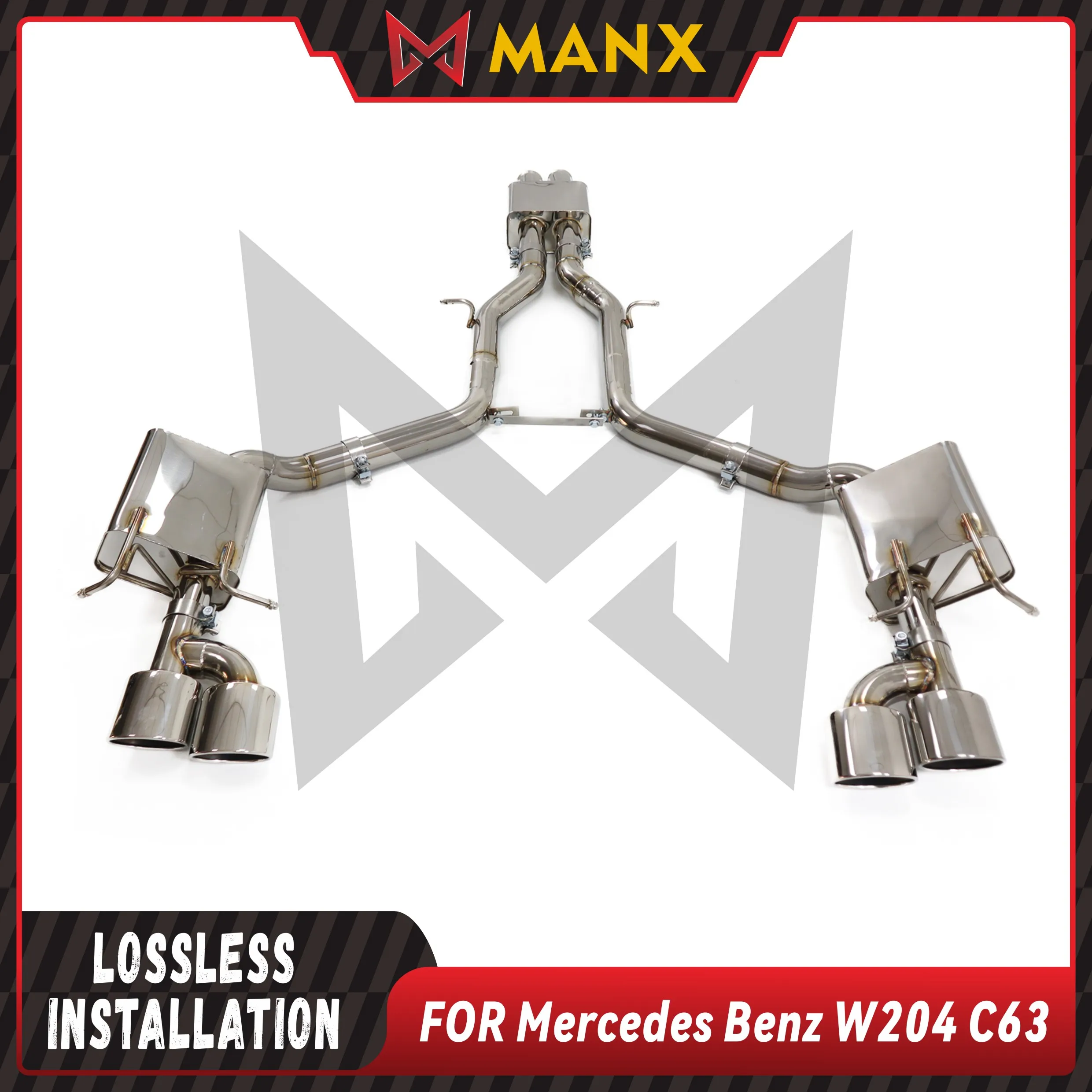 MANX Catback Suitable for Benz W204 C63 6.2L Muffler Delete Valve Performance Exhaust System SS Lossless installation