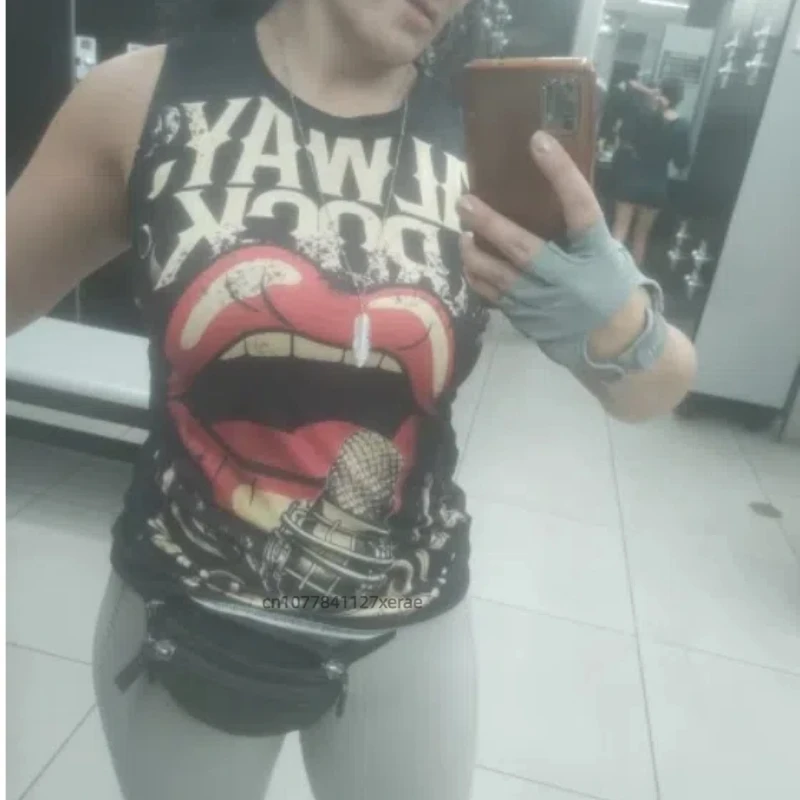 Tenue de danse de rue pour femmes, Camisole sans manches, gilet imprimé musique Rock, col rond, décontracté, polyvalent, Style Simple, nouvelle collection été