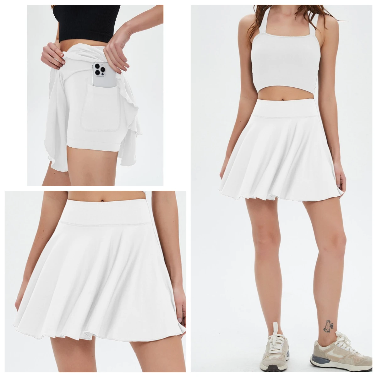

Теннисная юбка, женская плиссированная юбка для йоги, бадминтона, спортивные шорты для фитнеса, противолегкая карманная юбка для йоги