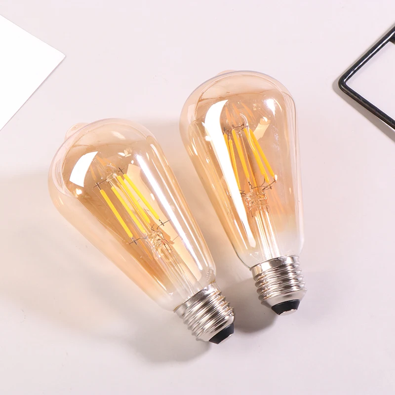 ST64 4W 6W 8W LED Filament Light Bulbs Vintage Gold Glass Appearance Art Lights Dimmable 2700K 360 Degree Energy Lamps