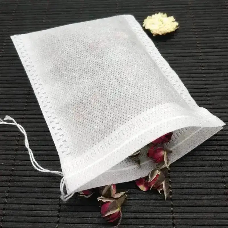 100Pcs Kantong Teh Kosong Kantong Teh Beraroma Kantong Serut Kantong Penyaring Untuk Herbal Rempah Aksesoris Rumah Tangga