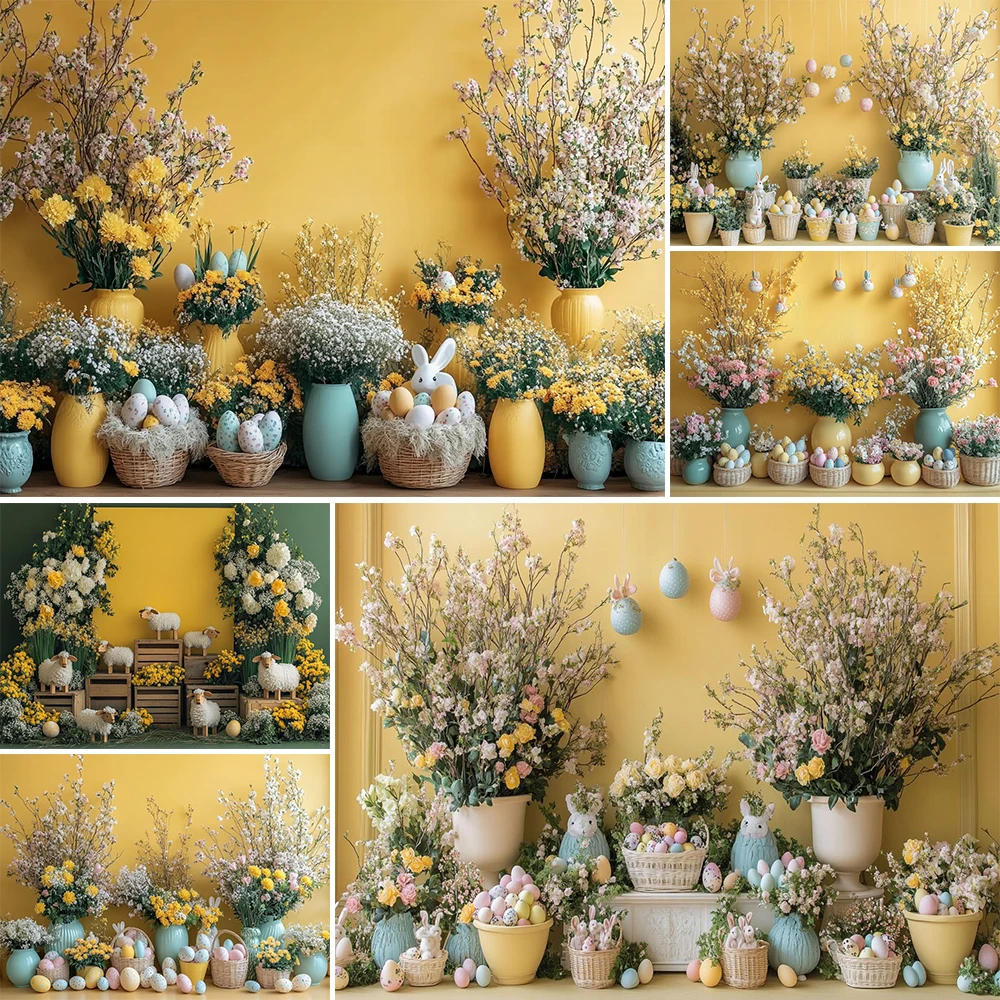 

Весенний пасхальный фон для фотосъемки, пасхальные яйца, цветочные украшения, портрет принцессы для девочек, фотофоны, студийный реквизит, баннер