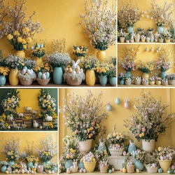 Spring Easter Photography Background Easter Eggs Floral Decoration Girl Princess Portrait Photo Backdrops Studio Props Banner