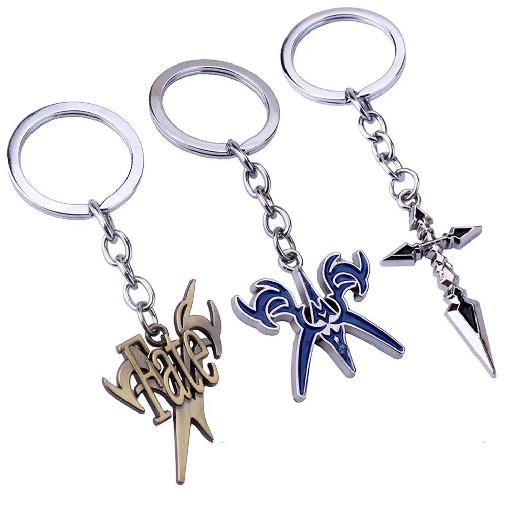 Fate stay Night Command Spell Pendant Keychain for Men Heroic Spirit Saber Metal Key Ring Finder Anime Fans Cosplay Jewelry Gift