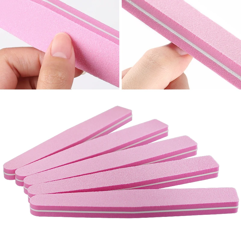 Arte Clavo 1pc Double sided Nail File Pink Sponge Bar Nail Buffer File Washable Nail Polishing Cuticle Remove Manicure Tools