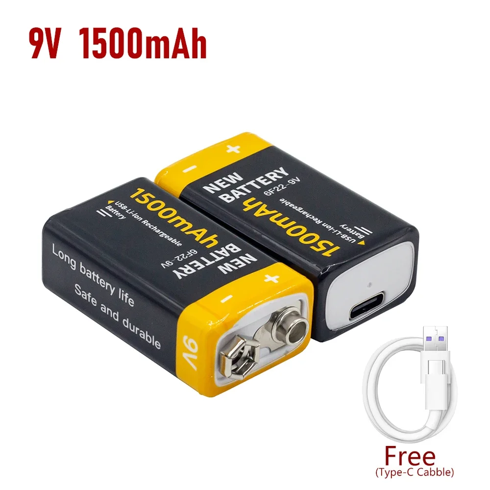 High Capacity USB Battery 9V 1500mAh Li-ion Battery USB Lithium Battery For Toys Remote Control Dropshipping