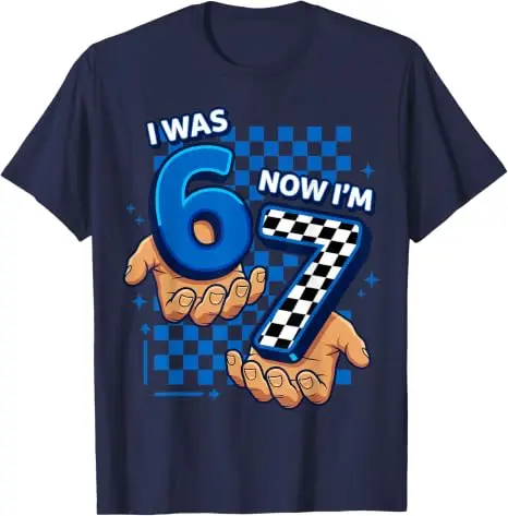Ich war 6, jetzt bin ich 7. 7. Geburtstag 6 7 Geburtstag Jungen T-Shirt Y2k Mode 67 Six Seven Grafik-Bekleidung Rennsportliebhaber Weiches Baumwoll-T-Shirt – Detail 12