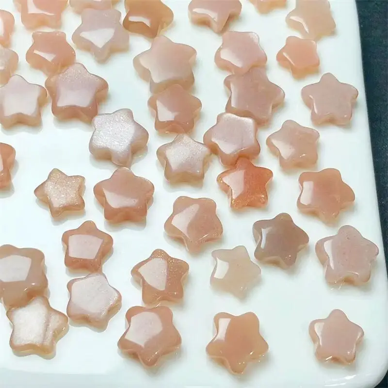 

10pcs Natural Sunstone Star Carving Healing Crystal Gemstone Fashion Jewelry Children DIY Gift 11-17MM