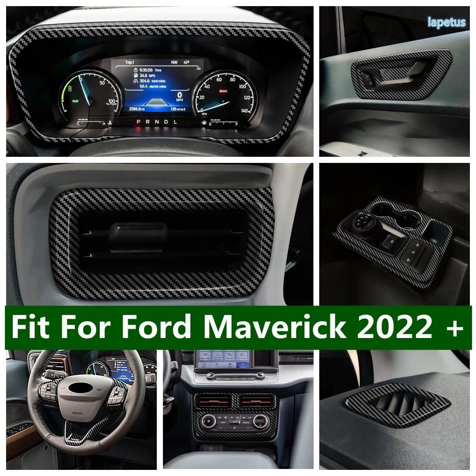 

Inner Door Handle Bowl Frame Cover Trim Head Light Fog Lamp Switch Panel Carbon Fiber Accessories For Ford Maverick 2022 2023